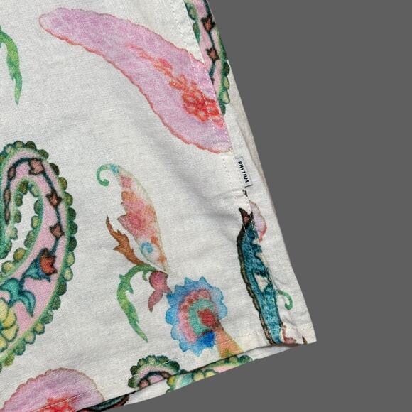 Rhythm Brookly Paisley Natural SS Shirt Size M NWT Linen/Rayon Blend - Picture 4 of 8